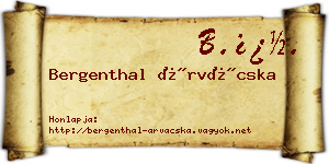 Bergenthal Árvácska névjegykártya